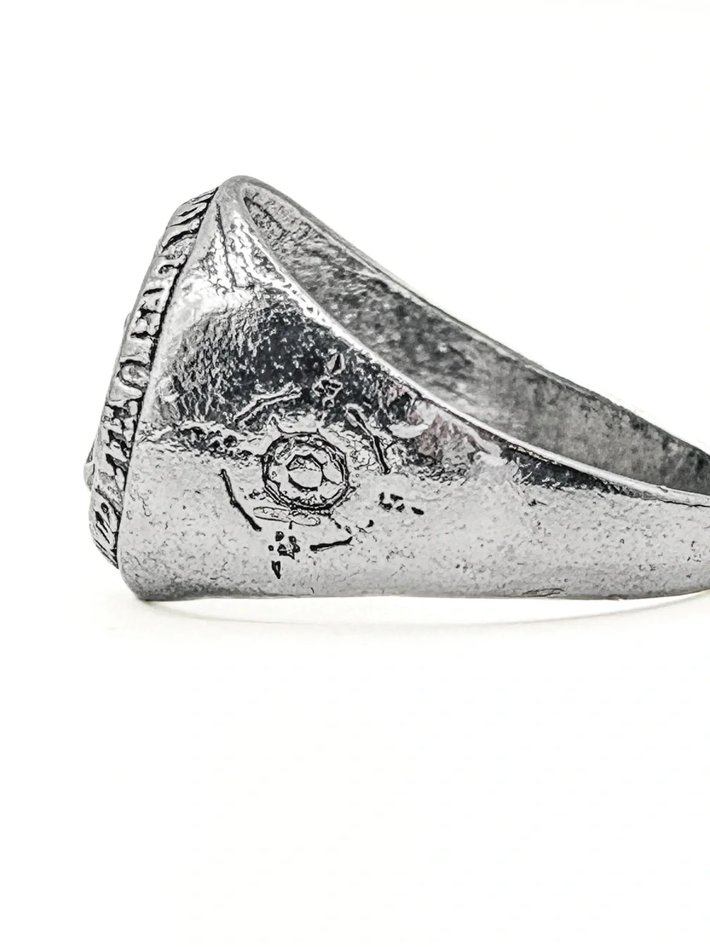 Gothic Signet Ring Anchor & Compass Rose Silver Tone Size 13.5